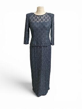 patra navy blue dress NWT PATRA 16 Navy Blue Rouched Sleeveless Stretch A-line MOB Evening Maxi Dress